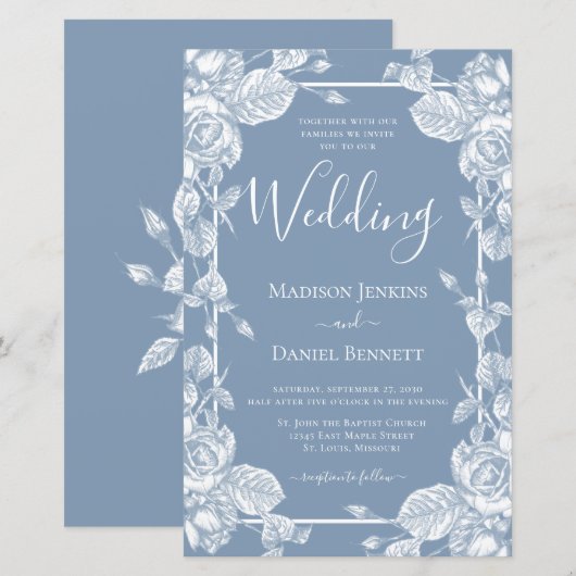 Budget Dusty Blue Floral Wedding (Vorne/Hinten)