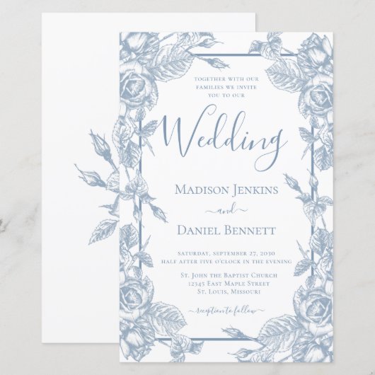 Budget Dusty Blue Floral Wedding (Vorne/Hinten)