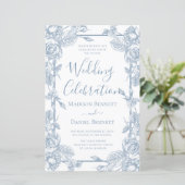 Budget Dusty Blue Floral Wedding Celebration (Stehend Vorderseite)