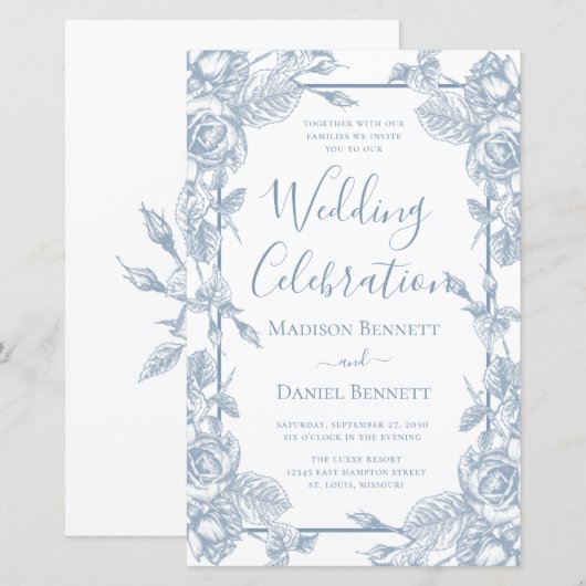 Budget Dusty Blue Floral Wedding Celebration (Vorne/Hinten)