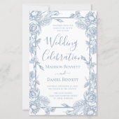 Budget Dusty Blue Floral Wedding Celebration (Vorderseite)
