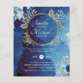 Budget Dusty Blue Floral Wedding Einladung (Vorderseite)