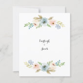 Budget Dusty Blue Floral Wedding Einladung (Rückseite)