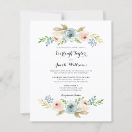 Budget Dusty Blue Floral Wedding Einladung