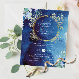 Budget Dusty Blue Floral Wedding Einladung