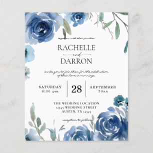 Budget Dusty Blue Floral Wedding Flyer