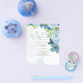 Budget Dusty Blue Floral Wedding Flyer (Einzeln)