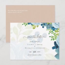 Budget Dusty Blue Floral Wedding Postkarte