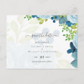 Budget Dusty Blue Floral Wedding Postkarte (Vorderseite)