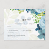 Budget Dusty Blue Floral Wedding Postkarte (Vorderseite)