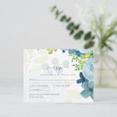 Budget Dusty Blue Floral Wedding Postkarte (Stehend Vorderseite)
