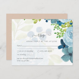 Budget Dusty Blue Floral Wedding Postkarte