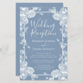 Budget Dusty Blue Floral Wedding Reception (Vorne/Hinten)