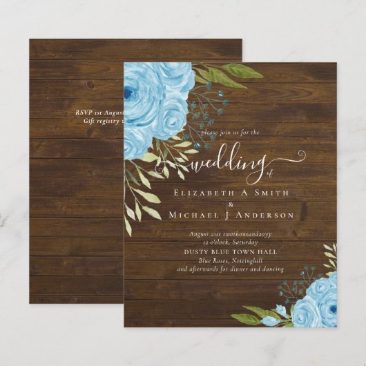 Budget Dusty Blue Flowers Limon Wedding (Vorne/Hinten)