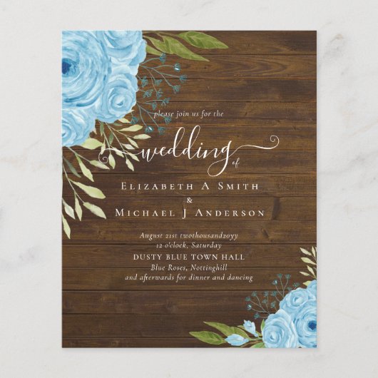 Budget Dusty Blue Flowers Limon Wedding (Vorderseite)