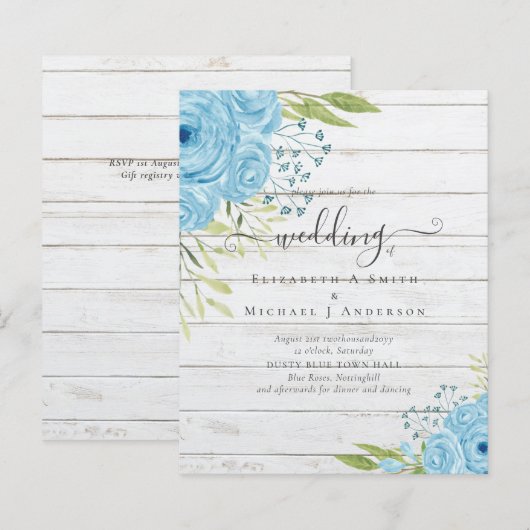 Budget Dusty Blue Flowers Limon Wedding (Vorne/Hinten)