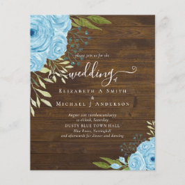 Budget Dusty Blue Flowers Limon Wedding Flyer