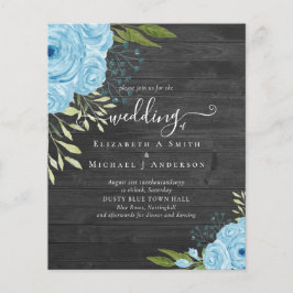 Budget Dusty Blue Flowers Limon Wedding Flyer