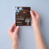 Budget Dusty Blue Flowers Mason Jar Wedding Einlad Flyer (Gruppe)