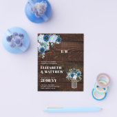 Budget Dusty Blue Flowers Mason Jar Wedding Einlad Flyer (Einzeln)