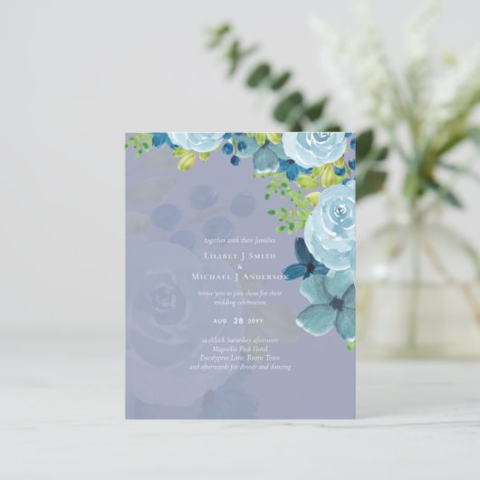 Budget Dusty Blue Flowers Sage Wedding (Stehend Vorderseite)
