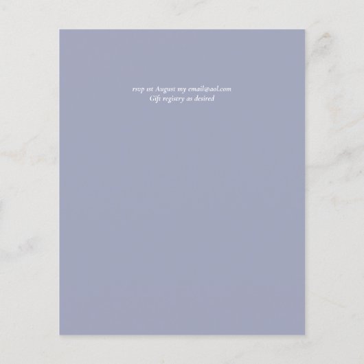 Budget Dusty Blue Flowers Sage Wedding (Rückseite)