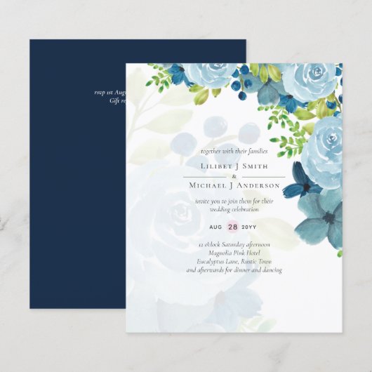 Budget Dusty Blue Flowers Sage Wedding (Vorne/Hinten)