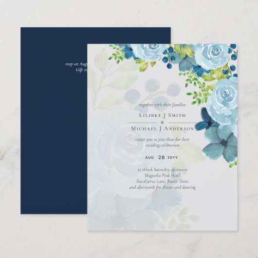 Budget Dusty Blue Flowers Sage Wedding (Vorne/Hinten)