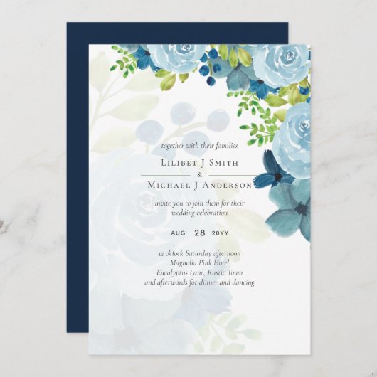 Budget Dusty Blue Flowers Sage Wedding (Vorne/Hinten)