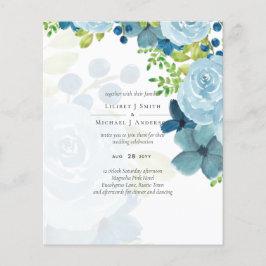 Budget Dusty Blue Flowers Sage Wedding Flyer