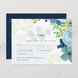 Budget Dusty Blue Flowers Sage Wedding Postkarte