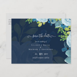 Budget Dusty Blue Flowers Sage Wedding Postkarte