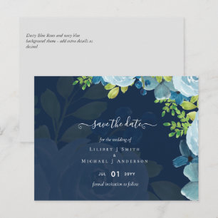 Budget Dusty Blue Flowers Sage Wedding Postkarte