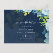 Budget Dusty Blue Flowers Sage Wedding Postkarte (Vorderseite)
