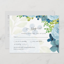 Budget Dusty Blue Flowers Sage Wedding Postkarte