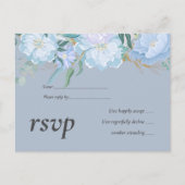 Budget DUSTY BLUE Foliage Wedding RSVP Einladungspostkarte (Vorderseite)