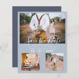 Budget Dusty Blue Foto Collage Save the Date