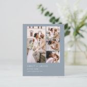 Budget Dusty Blue Foto Hochzeit Einladung (Stehend Vorderseite)