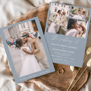 Budget Dusty Blue Foto Hochzeit Einladung Flyer