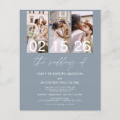 Budget Dusty Blue Foto QR Code Einladung Hochzeit (Vorderseite)