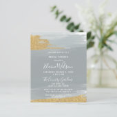 Budget Dusty Blue Gold Bridal Dusche Einladung (Stehend Vorderseite)