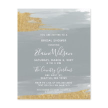 Budget Dusty Blue Gold Bridal Dusche Einladung