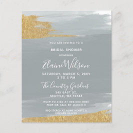 Budget Dusty Blue Gold Bridal Dusche Einladung