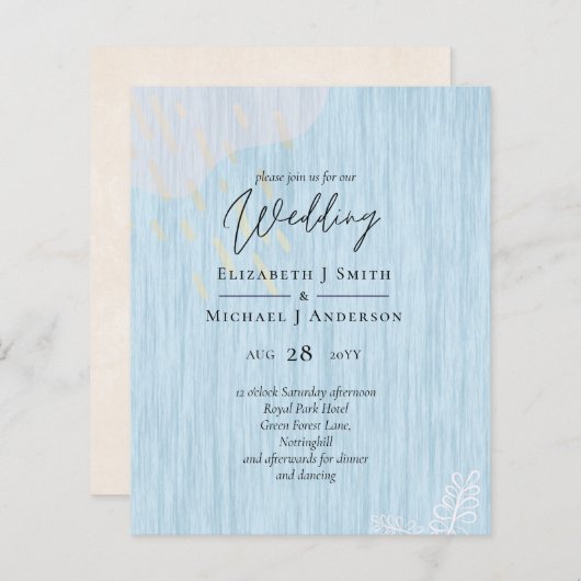 Budget Dusty Blue Gold Hochzeitskript (Vorne/Hinten)
