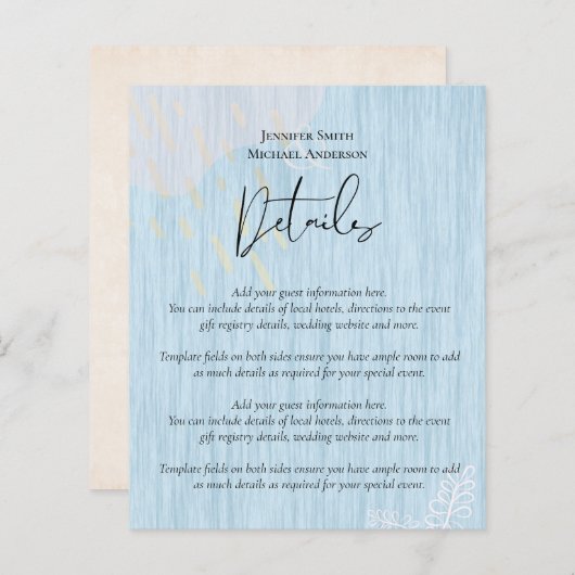 Budget Dusty Blue Gold Hochzeitskript (Vorne/Hinten)