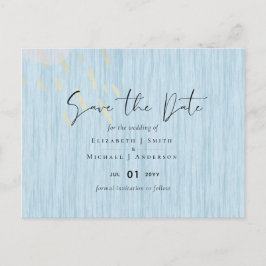 Budget Dusty Blue Gold Hochzeitskript Postkarte