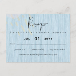 Budget Dusty Blue Gold Hochzeitskript Postkarte