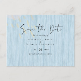 Budget Dusty Blue Gold Hochzeitskript Postkarte