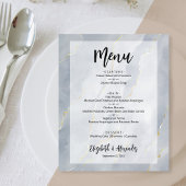 Budget Dusty Blue Gold Marble Wedding Menü