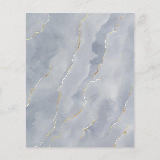 Budget Dusty Blue Gold Marble Wedding Menü (Hinten)